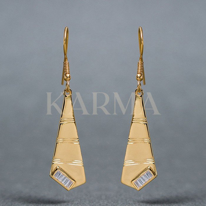 Gold Plated Sterling SIlver Earring With White Cubic Zircon